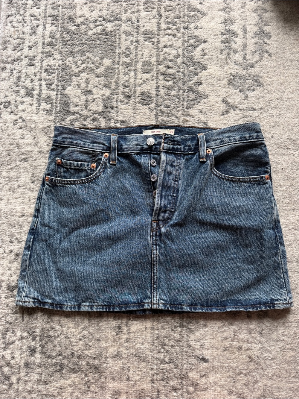 Levi's Dark Blue Button-Front Denim Mini Skirt